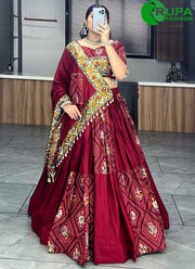 New Designer Maroon Color Pure Rayon Cotton With Bandhani Print Lehanga Choli